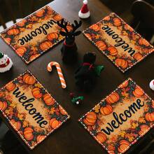 1pc/4pcs/6pcs/100pcs Autumn Thanksgiving Pumpkin Pattern Printed Placemats, Heat-Insulating Placemats, Suitable For Home Decoration, Holiday Dining, Kitchen And Party Decoration, Party Placemats, Can Be Given As Thanksgiving Gifts - Multicolor - View 9