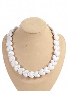 1 pieza Collar de resina con cuentas de corazón geométrico de estilo bohemio, joyería hecha a mano como regalo para mujeres, para uso diario