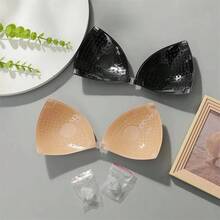 Sujetador invisible reutilizable de color carne para mujer, sujetador push-up de unicolor con copa triangular, cubiertas de pezones de silicona sin espalda y sin tirantes, accesorio sexy de lencería con tirantes transparentes y extraíbles, ropa interior sin costuras color nude con botón frontal, para fiestas, bodas, vestidos o uso diario