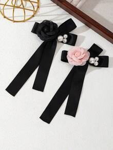 1pc Elegant Floral Bow Design Handmade Faux Pearl Brooch Pin, Luxury Jewelry Accessory For Women, Suitable For Daily Wear, Gift For Occasions