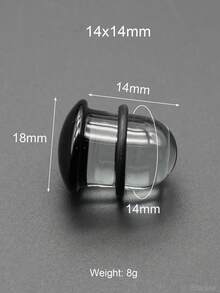 2 piezas de 14G-00G 10mm Grandes pendientes de aro de vidrio liso transparente con cabeza de hongo negra y anillos de silicona. Túneles y tapones de oreja de vidrio liso. Pendientes de barbell rectos para lóbulo, hélix, trago y cartílago. Pendientes de aro para mujeres y hombres, joyas corporales para regalo.