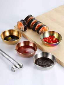 6件套/12件套韩式不锈钢烧烤蘸酱碟，商用小碟，火锅蘸酱碗，酱油碟 - 銀色 - 查看 8