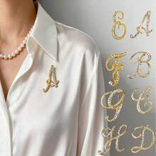 1pc A-H Letter Brooch, European-Style Rhinestone Pin, Alloy Material With Sparkling Gems, Ideal For Pairing With Suits, Shirts, Jackets, Dresses, Showcasing Elegance And Style Jewelry Costume Accessories Bag Charms Office Accessories Christmas Gift