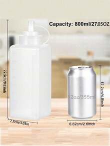 1pc Capacity Squeeze Sauce Bottle! Leak Proof Design+Clear Markings, Seasoning Bottles With Lids, Condiment Boxes, Suitable For Barbecue, Salad, And Baking - 0.6L/0.8L/1L (20OZ/27OZ/33OZ) - White - View 13