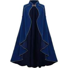 Women's Medieval Cloak Renaissance Velvet Cape With StandUp Collar Queen Princess Costume Halloween Christmasgift - Màu xanh lam - Xem 1