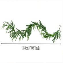 2 Pcs Christmas Norfolk Pine Garland, 6 Ft Dense Real Touch Pine Garland Ornament, Realistic Artificial Pines Greenery Garlands For Mantle, Table, Fireplace, Indoor, Outdoor Xmas Decoration - 綠色 - 查看 3