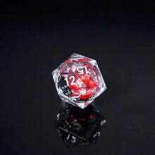 1 Bộ xúc xắc D&D chứa chất lỏng hình mèo đen, 7 xúc xắc nhựa D&D, xúc xắc nhập vai cạnh sắc - Màu Đỏ Sâu - Xem 5