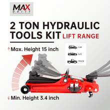 2-Ton (4400 Lbs.) Hydraulic Low Profile Trolley Garage Service/Floor Jack With Blow Mold Carrying Storage Case And Universal Tire Tool Kit With Lug Wrench For Home And Workshop Vehicle Maintenance - 2 Ton With Lug Wrench - View 5