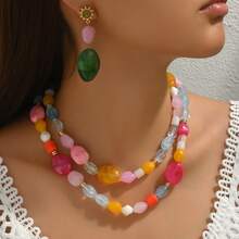 4pcs/Set Fashionable & Elegant Bohemian Style Colorful Resin Beads, Asymmetrical Geometric Amber, Pink, Turquoise, Gold, Honey Color Resin Blocks For DIY Jewelry Making, Necklace For Women, Party & Holiday, Random Color Patterns