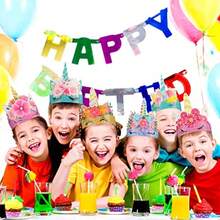 36 Pack Glitter Unicorn Birthday Party Hats With Colorful Horns And Flowers Paper Crown Headbands For Girls' Unicorn Theme Decorations 9 Styles - As Pic - View 6