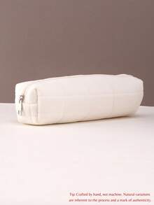 1 pieza, Estuche de lápiz con bordado personalizado a cuadros, Estuche de lápiz personalizado con texto personalizado - Gran capacidad, Bolsa de almacenamiento - Perfecto para útiles escolares, artículos de oficina y regalos únicos de vuelta al colegio. Bolsa de maquillaje, accesorios de viaje multifuncionales, ahorro de espacio, letra, a rayas exquisita