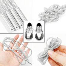 6 Pcs Rhinestone Shoelaces Glitter Bling Shoe Laces For Sneakers Shiny Shoelaces Round Shoe Strings For Canvas Shoes, Sweatpants, Clothing, Bags Rope Chain DIY Crafting 140 Cm/55.12" Drawstring Replacement Accessories