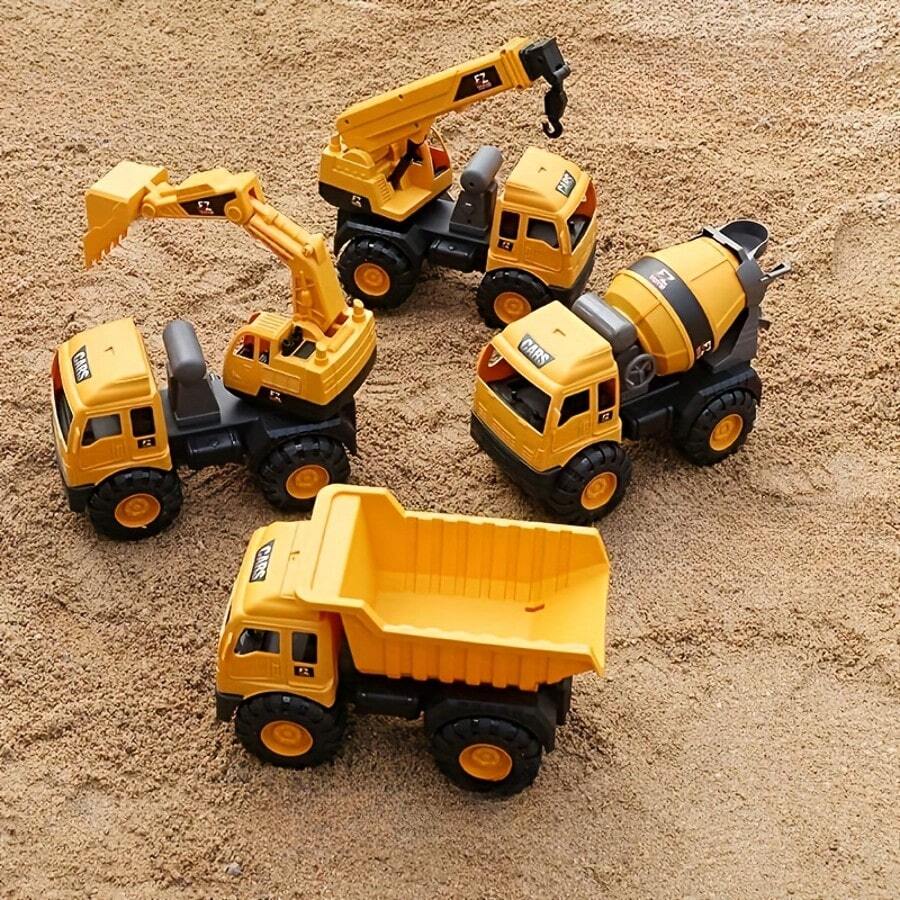 1 件建筑玩具系列套装，挖掘机、搅拌机、起重机、工程车辆、户外益智玩具套装，适合男孩和女孩的逼真玩具，生日、圣诞节、万圣节礼物