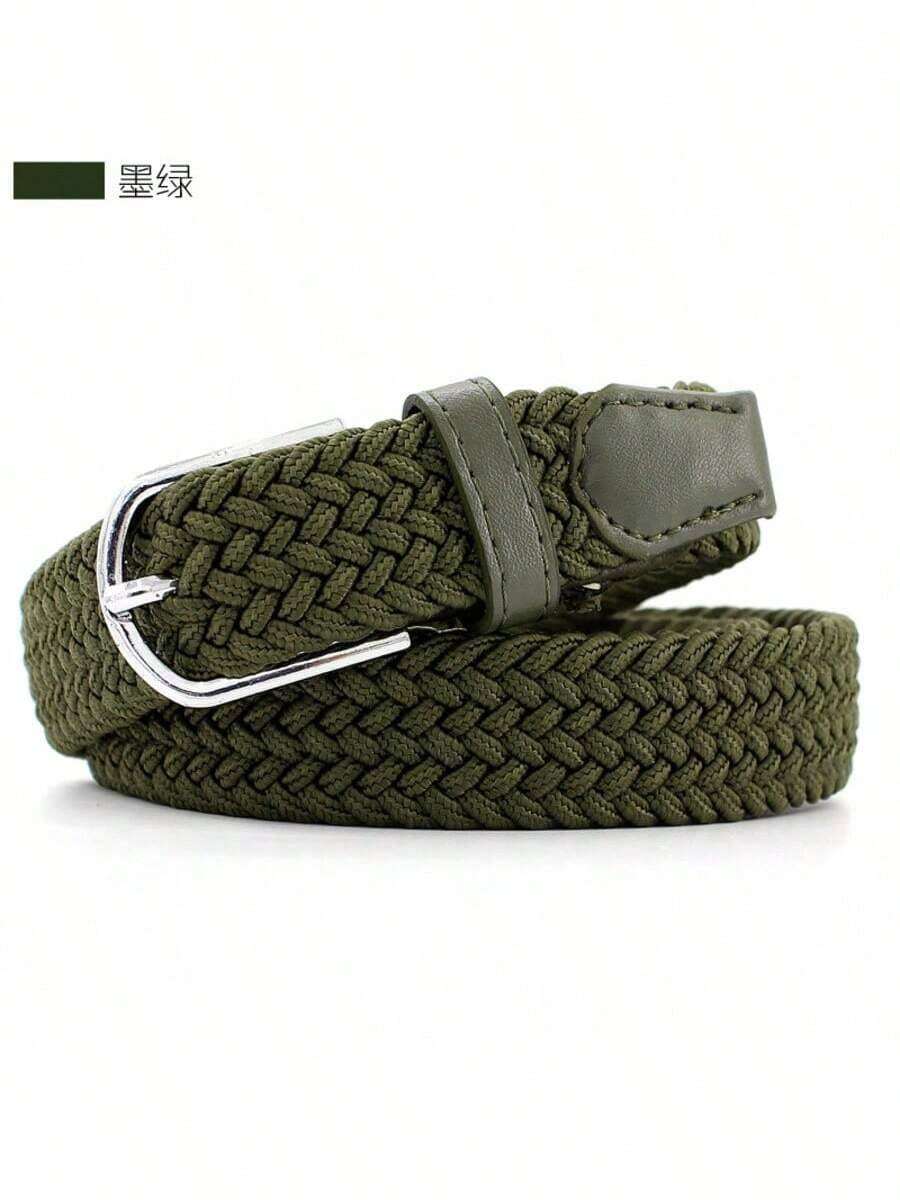 1pc Men's Woven Elastic Waist Belt, Multiple Colors, No Buckle, Stretchy, Fashion Casual Golf Belt For Daily Wear