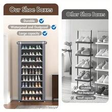 8/10-Layer Shoe Rack With Non-Woven Cover, Easy To Assemble, Portable Shoe Cabinet, Can Store 27-35 Pairs Of Shoes, Suitable For Various Scenes Such As Entrance, Suitable For Sneakers, High Heels And Boots - Xám 10 lớp dày - Xem 4