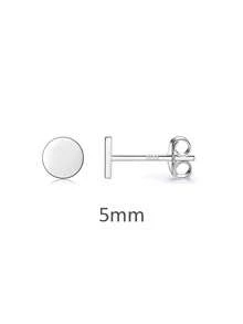 女士男士女孩用的925純銀耳釘,微小的平面點耳釘套裝,小圓盤耳釘,華麗的軟骨耳環圓形三角形耳針,4個尺寸可選(2mm/3mm/4mm/5mm) - 銀色 - 查看 11