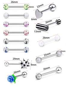 13 piezas de 14G Anillos de lengua de acero inoxidable para mujer, Joyería de piercing de lengua, Barbell de lengua, Barra de lengua, Aros con diseños de calavera/flor/bola de pico de silicona suave/CZ/aldaba/píldora de 5/8 pulgadas, regalo para San Valentín, mamá, madre, Día de la Madre - Piercing de lengua - Ver 20