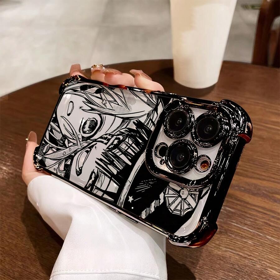 Fundas para teléfono Anime Boy Youth Compatible con 16 15 14 13 12 11 Pro X XR XS 8 Plus, Cubierta trasera transparente y resistente a golpes.17 17promax - Negro - Ver 1