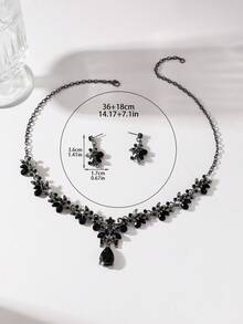 Juego de 3 piezas de joyería de moda: 1 collar + 1 par de aretes, joyería de boda para mujer adecuada para uso diario, fiesta, festival como regalo