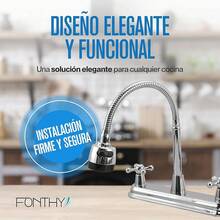 Mezcladora para Baño y Cocina |   Alta Durabilidad y Diseño |   FONTHY (500111) - Cruz flexible de 8" cromada - Ver 8