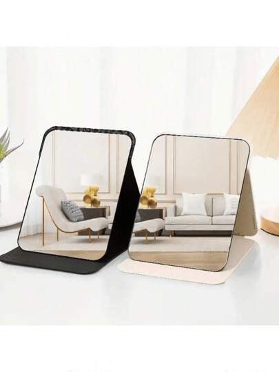 1 składane lusterko do makijażu ze stojakiem na kosmetyki do podróży, toaletki, wystroju pokoju, akademika, prezentów kosmetycznych (prostokątne)