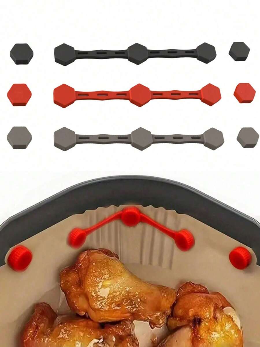 空气炸锅磁铁硅胶扣，用于固定空气炸锅烘焙纸，安全锁定一次性内衬并防止纸张燃烧 - 彩色 - 查看 1