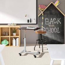 Airlift Height Adjustable Mobile Rolling Laptop Cart Computer Workstation Desk, Table Home, Office, Classroom, Hospital, Wheels, Black, Flat 24 New Model - Negro + Soporte para cama (24") - Ver 10