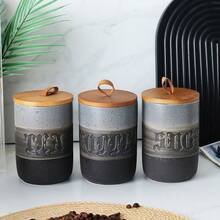 Vintage Gothic Style Ceramic Airtight Jar Set With Wooden Lids, 800ml Multipurpose Food Storage Containers For Sugar, Tea, Coffee, Seasonings - Hand Wash, Reusable, Round, No Electricity Required - Multicolor - View 5