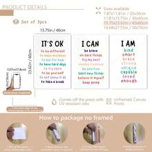 3 件/套帆布挂件，[没关系，我可以，3 张正能量语录海报或帆布印刷品，正能量语录海报，儿童教室励志墙贴，极简主义墙面装饰] 帆布墙艺术，时髦女孩艺术，励志语录艺术，家居装饰， - 彩色 - 查看 20