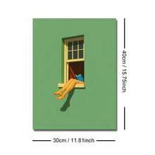 1 Stück gerahmtes/ungerahmtes Poster "Grünes, warmes Lesen am Fenster", Buchliebhaber Wandkunst Leinwanddruck, minimalistischer Lesewinkel Bibliothek Ästhetik Dopamin Dekoration für Bücherwurm, Wohnheim, Büro, Wohnzimmer, Schlafzimmer, moderne Heimdekoration