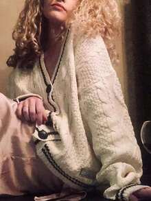 Women's Autumn Winter Knit Cardigan Long Sleeve V Neck Star Print Button Down Knitwear Fall Outerwears Streetwear