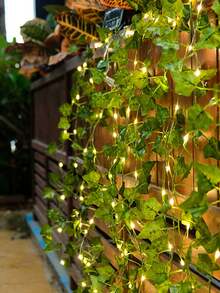 1 szt. zielonych lampek LED z motywem liści, sztuczne lampki choinkowe z wiecznie zielonego bluszczu, zielony wzór liści, zasilane bateriami, do dekoracji ściennych wewnątrz i na zewnątrz, imprezy, tworzenie świątecznej atmosfery, Boże Narodzenie, oświetlenie imprezowe, dekoracje świąteczne, oświetlenie nastrojowe, trwałe, odporne na warunki atmosferyczne lampy wiszące, wystrój domu, dekoracja imprezy, ciepły akcent