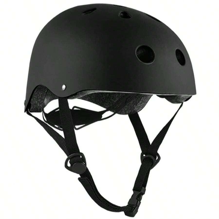 成人及儿童骑行头盔、滑板骑行头盔、平衡车头盔、轮滑头盔、漂移头盔、男女电动自行车头盔 - 黑色 - 查看 1