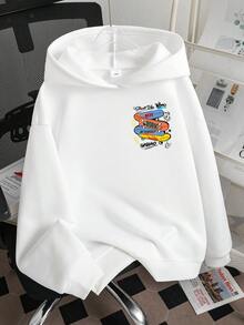 Tween Boy Cartoon Skateboard Print Warm Sweatshirt - White - View 2
