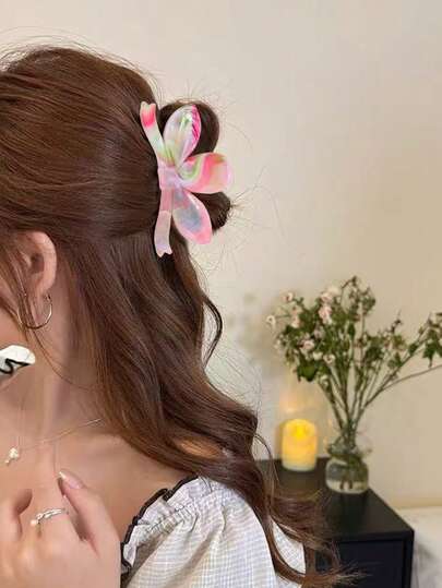 1pc Women's Fashionable & Sweet Floral Hair Claw Clip, Suitable For Everyday Wear Winter Hair Accessories Flower Hair Clutch