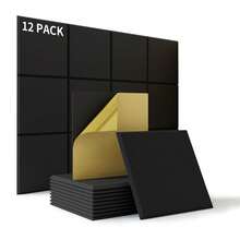 12/24pcs Acoustic Wall Panel Tiles Studio Sound Proofing Insulation Self Adhesive - Black - View 11