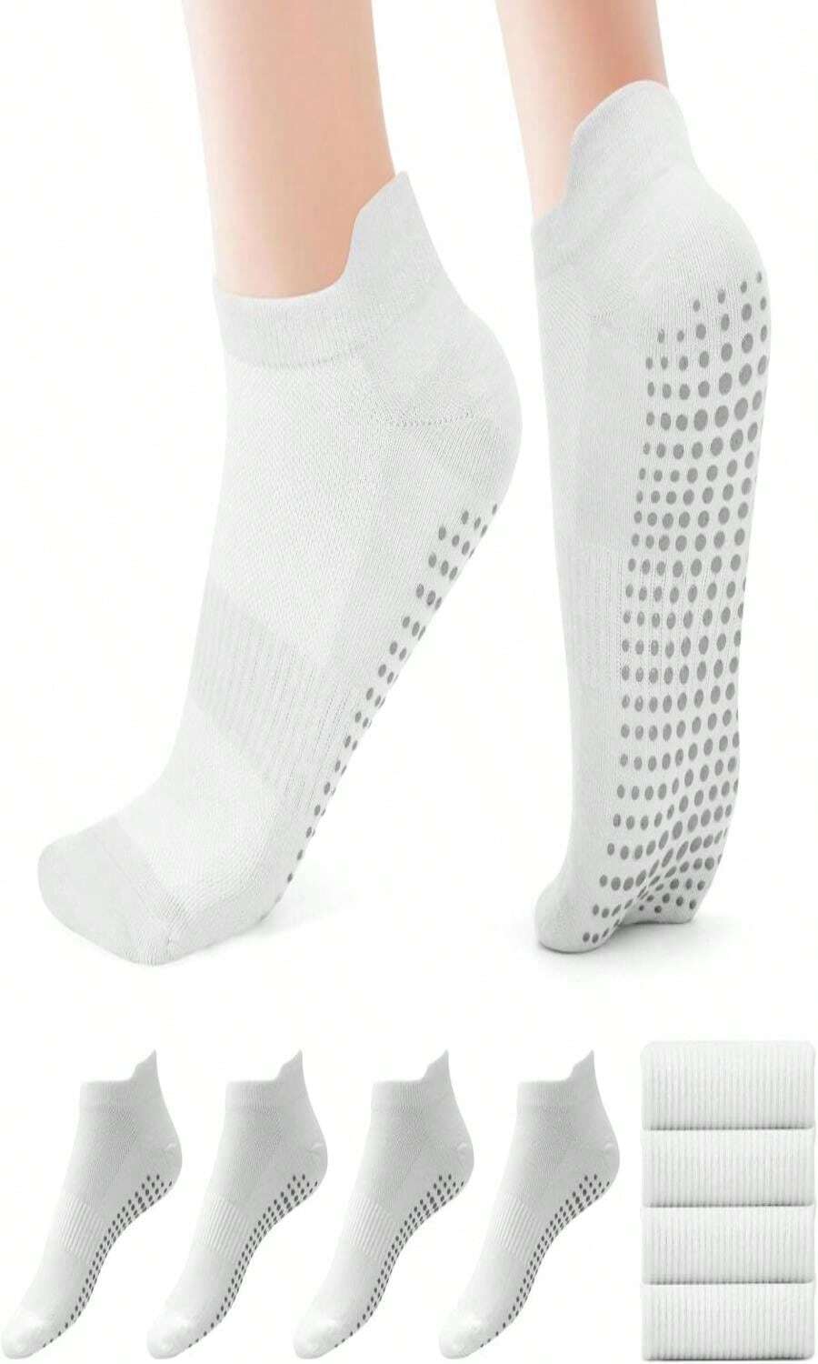 Dersoud Pilates Socks Grip For Women Non-Slip Grippy Yoga Socks Ankle For Barre, Ballet, Barefoot Training &Amp; Hospital Use - ColorK - 查看 1