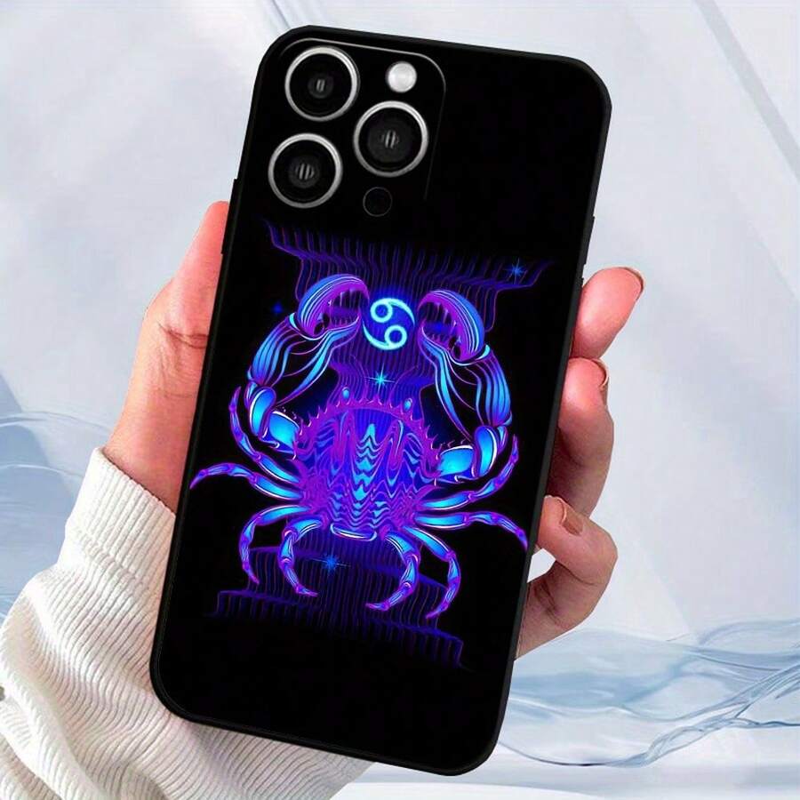Zodiac Zodiac And Cancer Cute Cartoon Cute Mobile Phone Black Case Shockproof With Lens Protection TPU Officially Licensed Compatible For Iphone11/12/13/14/15/16 Pro Max - Black - View 1