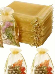 10pcs/20pcs/30pcs 4x6 Inches Luxurious Organza Drawstring Jewelry Pouches - Wedding Party Christmas Favor Gift Bags & Organizers - Reusable, Soft, And Durable Black Gift Wrapping Accessories - Multicolor - View 9