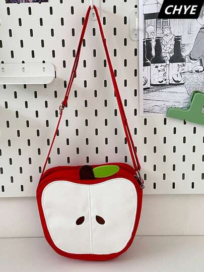 Without Pendants,1pc Women's Nylon Sling Bag Shoulder Bag,Apple Shaped Bag,Cute,Cartoon,With Adjustable Strap,Scratch Resistant And Wear-Resistant,Lightweight,For Outdoors/Outings/Travel/Commute,Summer Bag,Casual Minimalist,Personalised Gifts,Gift For Girlfriend , For Teens,For Junior High School/Middle School Student , Cute , Kawaii