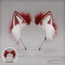 Japanese Lolita Cat Ear/Fox Fur Fluffy Hair Clip, Handmade Faux Animal Ear Headband (The Product Image Shows The Arranged Style, Which Is The Same As The Actual Item) - 黑色 - 查看 13