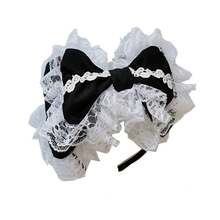 ​​Tea Party Confession Handmade Lace KC Lolita Big Bow Headband Lolita Daily Afternoon Tea Hair Accessory Best Friend Date Gift​​ - Hồng - Xem 3
