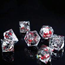 1 Bộ xúc xắc D&D chứa chất lỏng hình mèo đen, 7 xúc xắc nhựa D&D, xúc xắc nhập vai cạnh sắc - Màu Đỏ Sâu - Xem 1