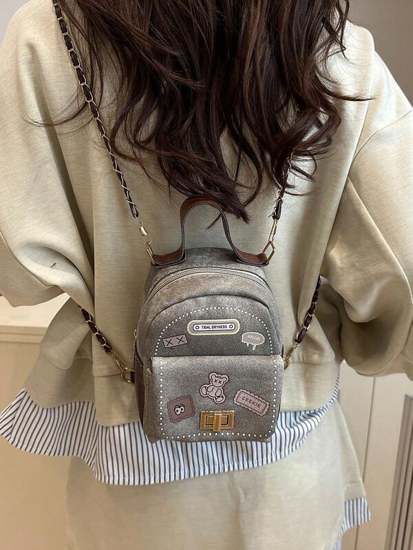 Ladies' Backpack New Casual Chic Fashion Fashion Embroidery Printed Travel Cute Chain Shoulder Bag For Women , Bow