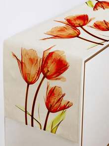 Orange Tulip Spring Table Flag Summer Seasonal Anniversary Holiday Kitchen Table Decoration For Indoor And Outdoor Home Party Decoration