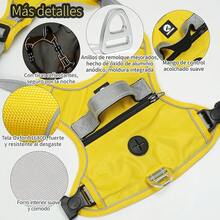 Pechera para Perro Chico Mediano Grande, Arnés para Perros Ajustable Reflectante Sin Tirones con Bolsa de Almacenamiento y Asa de Control para Caminar Viajar Entrenar Perros Accesorios - Amarillo - Ver 3