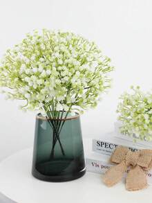 逼真的满天星花，白色人造满天星花，质感栩栩如生，适用于婚礼、派对、家居和花园装饰；手工制作的逼真花束，适用于家居、户外庭院和花园装饰；满天星花，适用于婚礼、派对、家居装饰花束和DIY配件 - 白色 - 查看 4