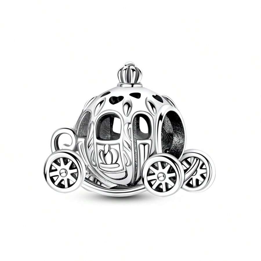 1个复古银色南瓜汽车吊坠，适合DIY珠宝制作，例如手链、项链、万圣节主题饰品 - 銀色 - 查看 1