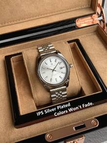 Pablo Raez 1 件经典男士手表原装迷人商务男士腕表复古银色珠宝不褪色不锈钢夏季配饰男士夜光钟表奢华名牌全新腕表 - 均碼 - 查看 7