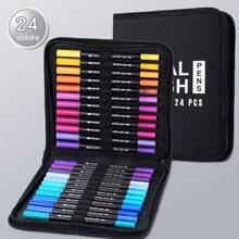 Pennarello a doppia punta, marcatori d'arte a doppia punta fine e morbida per adulti e bambini, per colorare, calligrafia a mano, scrittura, pianificatore, diario, note, disegno artistico, artigianato, forniture scolastiche per il ritorno a scuola